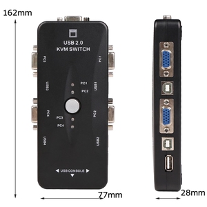 4-Port <strong>KVM</strong> <strong>Switch</strong> Box with USB VGA Cables Plug and Play Computer Monitoring Keyboard Mouse Connections in Stock!