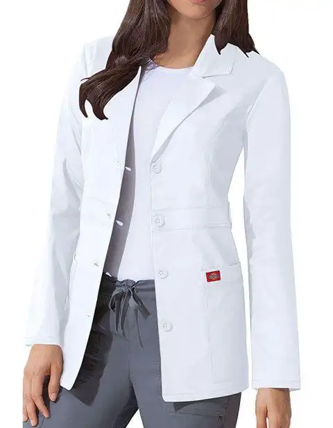 Casaco de laboratório uniforme hospitalar tecido para mulheres, uniforme de escritório, desenho de poliéster e algodão, branco de alta qualidade, venda imperdível