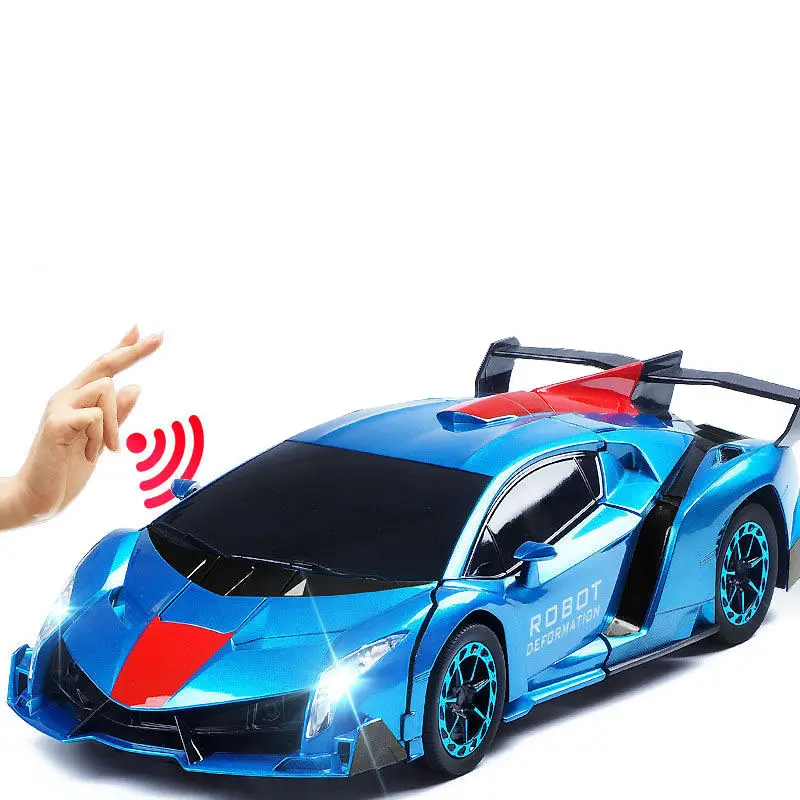 2.4Ghz इलेक्ट्रिक डिफॉर्मेशन आरसी कार खिलौने कूल स्मोक इफेक्ट रोबोट कार रिमोट कंट्रोल ट्रांसफॉर्मेड स्पोर्ट टॉय कार बच्चों के लिए