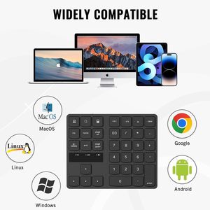 Ultra-Silent Num Pad 2.4G 35-Key Wireless <strong>Numeric</strong> Keypad Rechargeable Number Pad for Laptop Desktop PC Notebook - Product Image 6