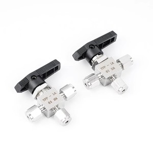 Üç yollu Mini bilya vana enstrüman 1/4 "OD 6000psi sıkıştırma tüpü 3 yollu çift yüksük uydurma paslanmaz çelik küresel vanalar - Product Image 2