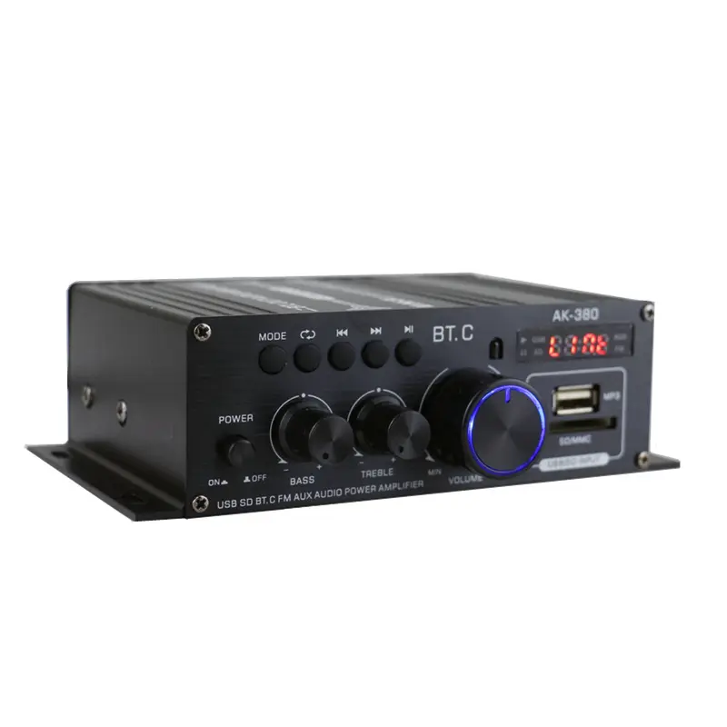 Multi-Channel 12V/100W Desktop Stereo HiFi Home Theater Amplifiers Receiver for car with USB/SD/AUX/AV/FM Radio