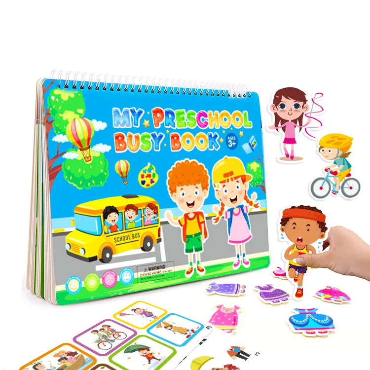 Early childhood education busy book paste puzzle book sticker baby busy activity learning quiet book