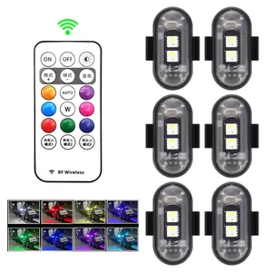 8 renkler RGB Led Strobe işıklar araba motosiklet uçak uçak helikopter için-kablosuz flaş pozisyonu uyarı PVC iç - Product Image 1
