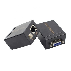 VGA扩展器60m VGA至RJ45信号扩展器放大器转换器，通过CAT-5E/6以太网电缆发射器和接收器 - Product Image 1