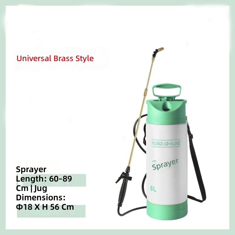 8L green white bottle, brass telescopic, pressure gauge