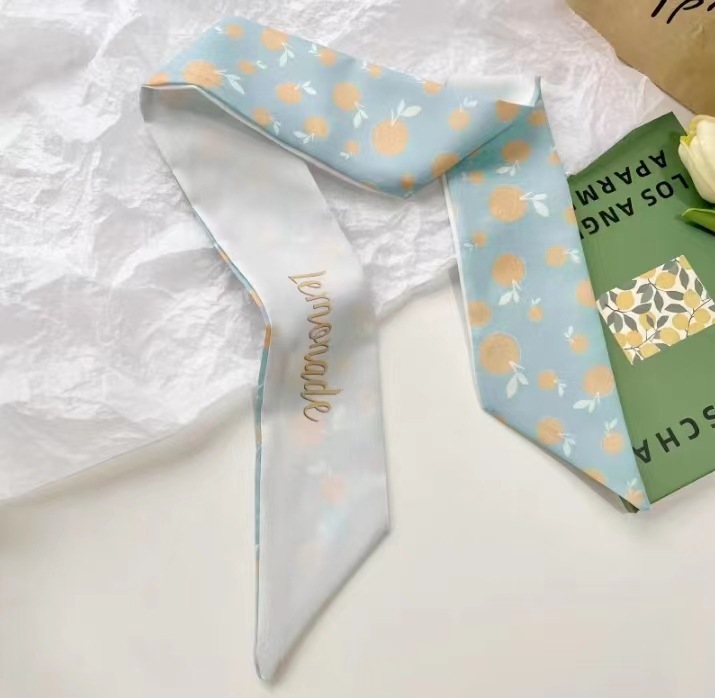 Silk scarf-light blue orange