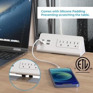 Abd standart 3 çıkışları 4 hızlı şarj USB portları ev ofis için güç şeridi üzerinde masaüstü güç şeridi komidin kelepçe - Product Image 6