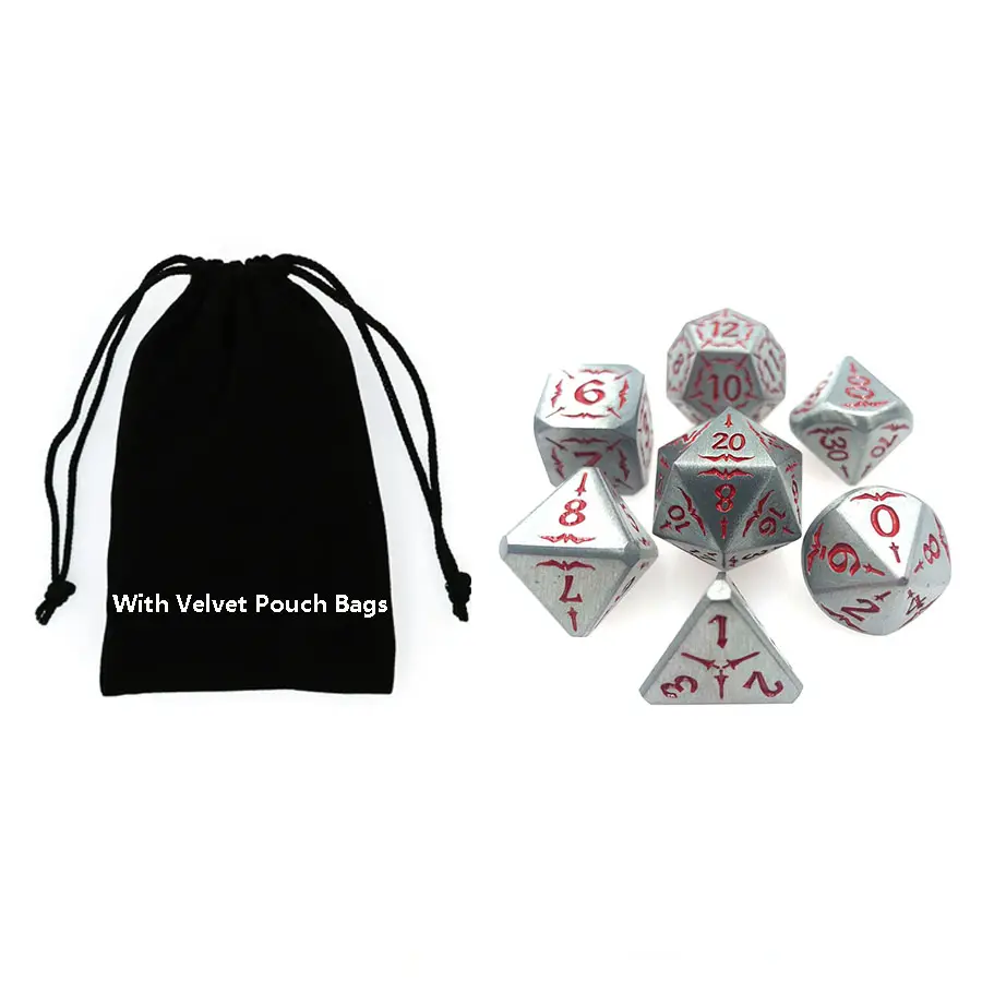 Personalizzato poliedrico in lega di zinco ottone rosso argento vuoto personalizzato poliedrico metallo Dnd dadi Set gioco dadi in metallo