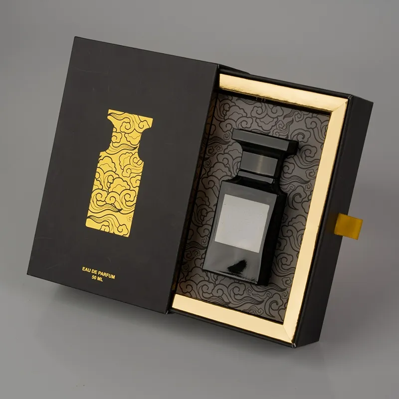 Petit tiroir en carton de luxe personnalisé de 50ml, échantillon de papier extractible, emballage de boîte de parfum cadeau de fabrication de parfum vide pour le parfum