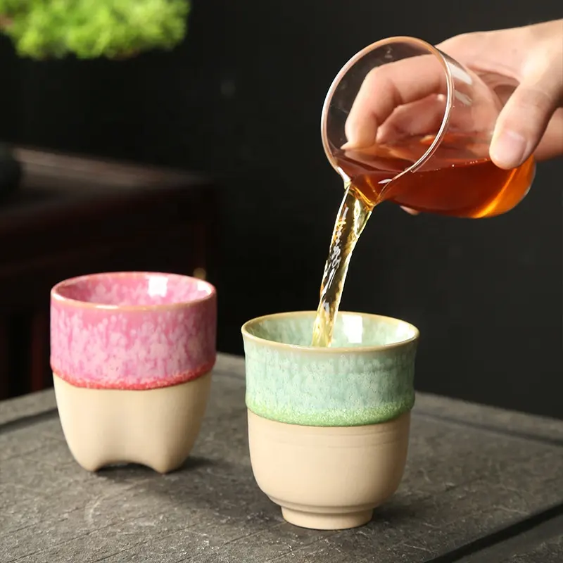 사용자 정의 로고 200ml 일본식 도자기 컵 아랍어 커피 컵 세라믹 쿵푸 차 물 머그잔 컵