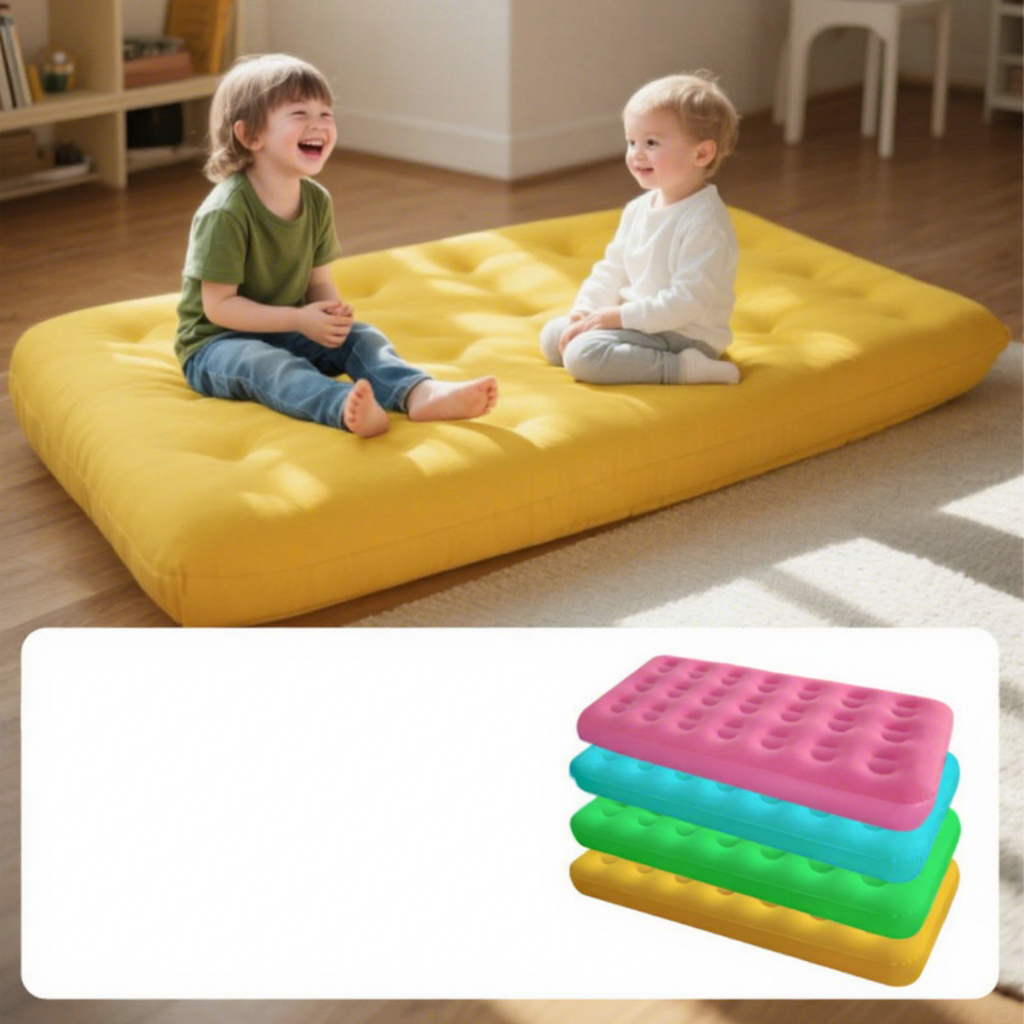 Yellow-Childrens inflatable mattress