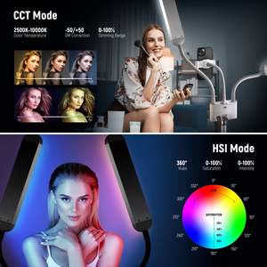 BH40C neewer RGB 36W แขนคู่ชุดแสงความงามควบคุมด้วยแอพไฟเติมไฟวิดีโอแบบหรี่แสงได้สำหรับสตูดิโอถ่ายภาพ