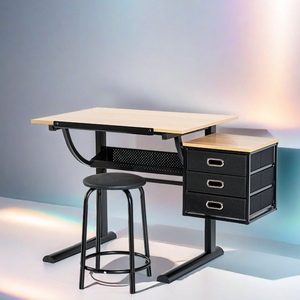 热卖可调高度绘图倾斜书桌实木绘图桌带储物 - Product Image 1