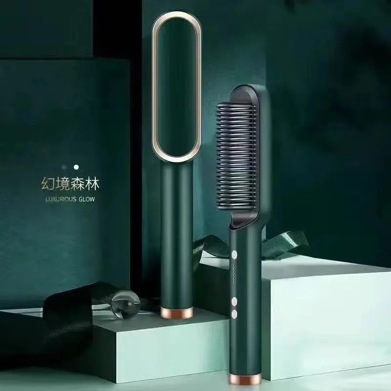 Neuer Haar glätter Hot Comb Anti-Verbrühungs-Keramik-Locken wickler Multi-Speed Electric Straight ening Comb Lockens tab Haar bürste