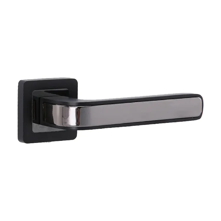 Manija de palanca de puerta de aluminio blanco y negro de alta calidad con roseta cuadrada para puerta de madera Interior