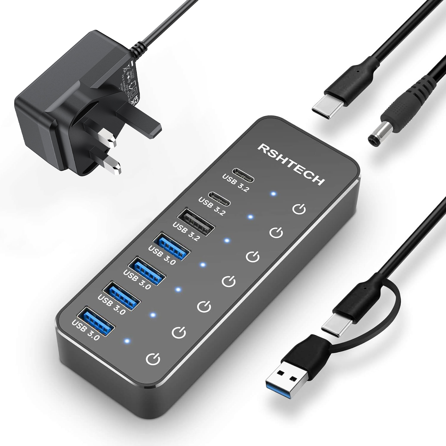 RSH-ST07C negro con adaptador de corriente para Reino Unido