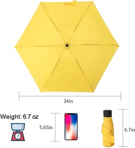 小型迷你雨伞，带箱式轻便紧凑设计，适合旅行便携式遮阳伞户外遮阳伞和雨伞式黄色雨伞34英寸 - Product Image 4