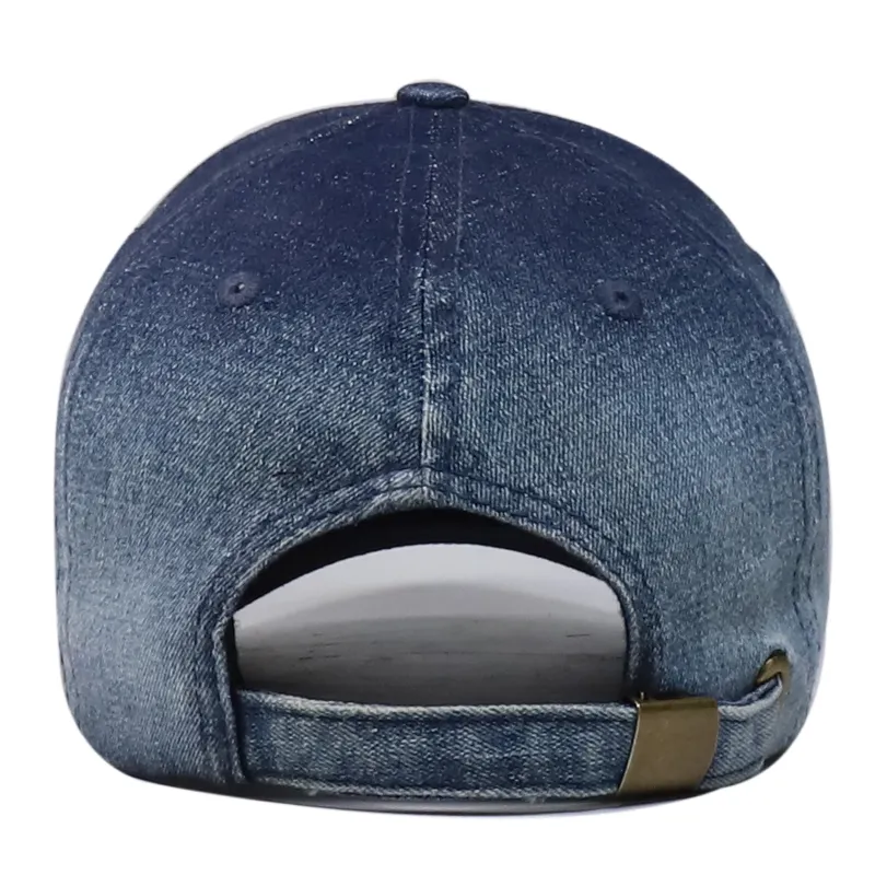 Prix promotionnel Denim Casquette de Baseball Broderie Personnalisée Logo Papa Chapeaux Profil Bas En Denim En Détresse Casquettes de Papa