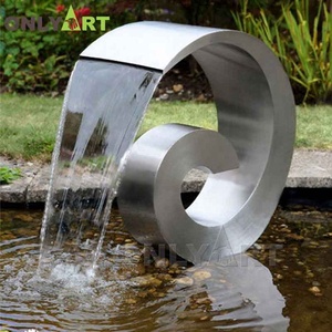 Custom Outdoor <strong>City</strong> Garden Decorate Art Metal Led Light Ring <strong>Fountain</strong> Sculpture Large Stainless Steel Circle Waterfall <strong>Fountain</strong>