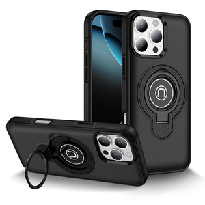 豪华磁性安全电脑TPU装甲组合防震外壳，适用于Iphone 16 Pro Max 16 Plus金属环支架保护手机外壳 - Product Image 1