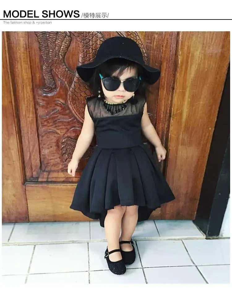 Vestido de princesa para niña, tutú de encaje negro para fiesta, ropa para niña de 1 a 4 años, moda de verano 2019