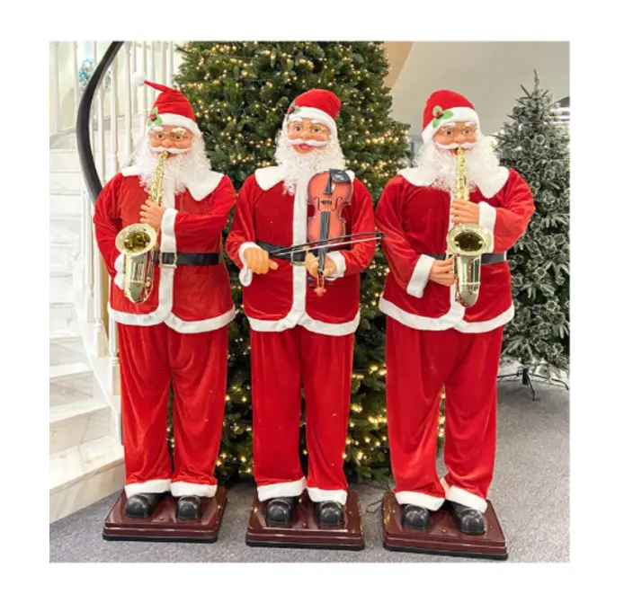 A grandezza naturale 6ft babbo natale danza elettrica in movimento natale babbo natale per confezione regalo di natale decorazioni natalizie