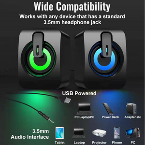 RGB <strong>Computer</strong> <strong>Speaker</strong> USB Powered 2.0 Mini Portable <strong>Bluetooth</strong> Subwoofer with RGB Lights for PCs Laptops Tablet Phone - Product Image 5