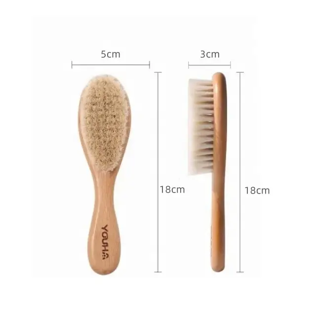 Wool Baby Hair Brush Natural Soft Goat Bristles Bamboo Baby Hair Brush For Newborn And Women Wooden Baby Brush