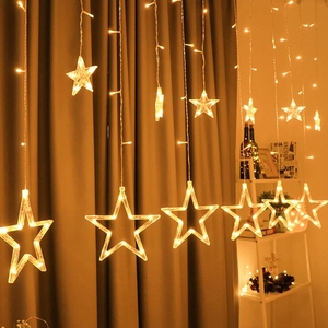 HoneyFly LED מחומש כוכב וילון מחרוזת אורות 12pcs כדורי 3m USB סוללה פיות זר אורות חדש שנה חג המולד