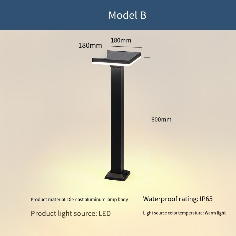 Lampe solaire de pelouse modèle B noire