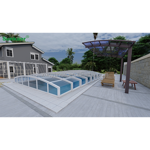 出厂价格坚固稳定的定制铝池外壳，带pc板防紫外线游泳池屋顶 - Product Image 2