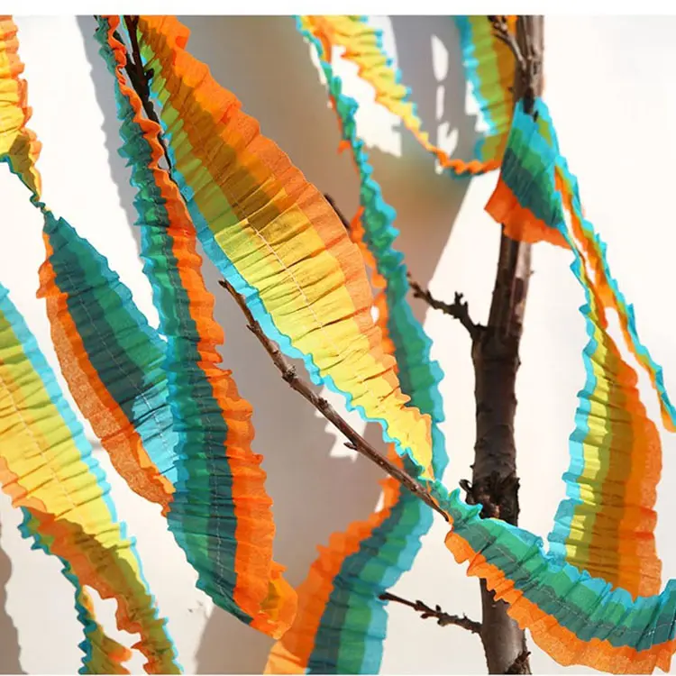 Banderole mignonne à franges en papier pour fête d'anniversaire, décoration murale de mariage, en crêpe