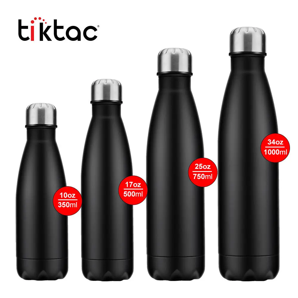 Wholesale 1l matte black reusable stainless steel insulated metal thermal water bottle with custom logo
