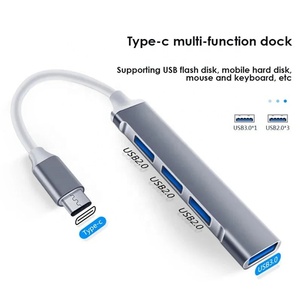ฮับข้อมูลอะลูมิเนียม4 in 1 4พอร์ต <span class=keywords><strong>USB</strong></span> <span class=keywords><strong>3.0</strong></span> 2.0 <span class=keywords><strong>USB</strong></span> C Type C Type-C ไปยัง <span class=keywords><strong>USB</strong></span> <span class=keywords><strong>3.0</strong></span>ฮับ2.0แท่นวาง - Product Image 3