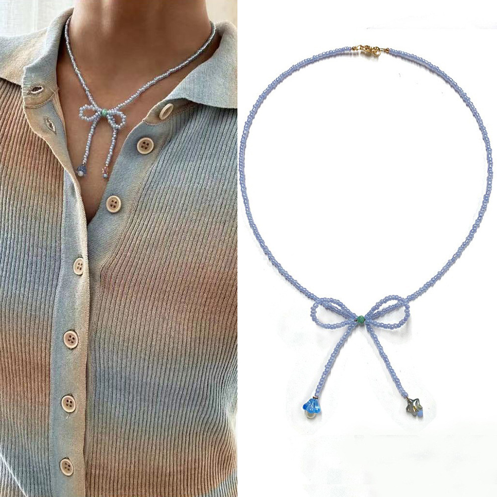 Collier bleu Islande 43cm-éviter le liquide