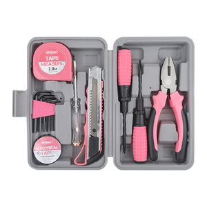 13 adet pembe karbon çelik DIY el araç kiti küçük kompakt kadınlar için ev ev onarım aracı seti taşınabilir araç kutu durumda OEM - Product Image 1