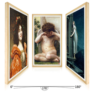 Preis Günstige Wand halterung OEM Kunst Öl Bild Video Bildschirm Holz <span class=keywords><strong>WIFI</strong></span> APP <span class=keywords><strong>Android</strong></span> 32 Zoll große digitale Bilderrahmen LCD-Display nft