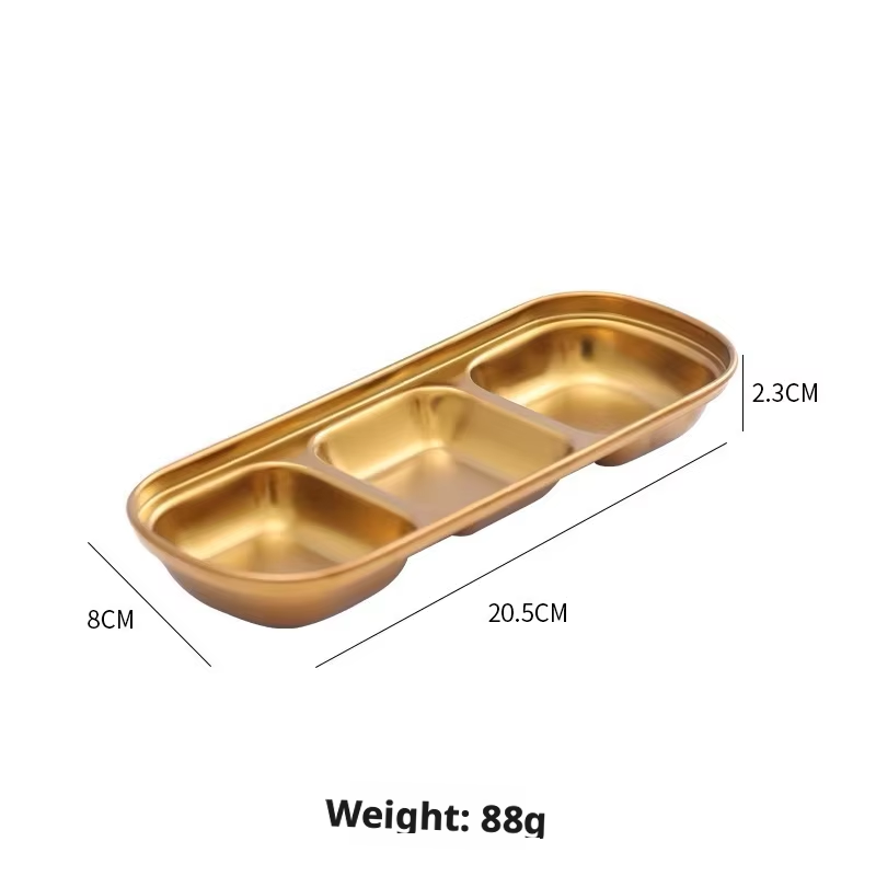 304 piatto aromatizzato tre quadrati-oro