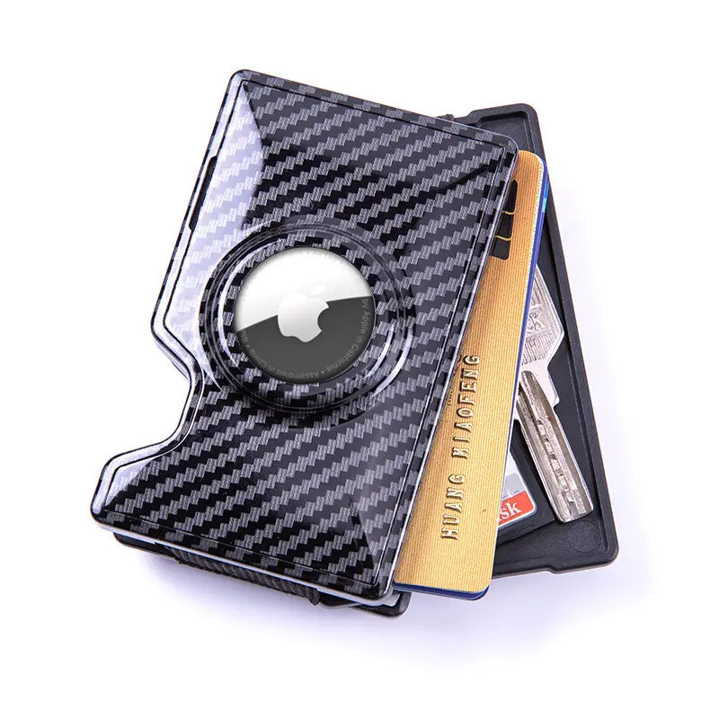 Carteira de ar de couro minimalista com bloqueio de RFID para cartões, carteira de couro slim com clipe para dinheiro e caixa de armazenamento de chaves, novo design
