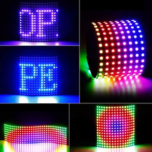 Eingebaute IC-Perlen Streifen Lichtpunkt Array 8*32/16*16/8*8 RGB Flex Panel Pixel Bildschirm APA102C/WS2812B/SK6812 Flexible LED-Anzeige