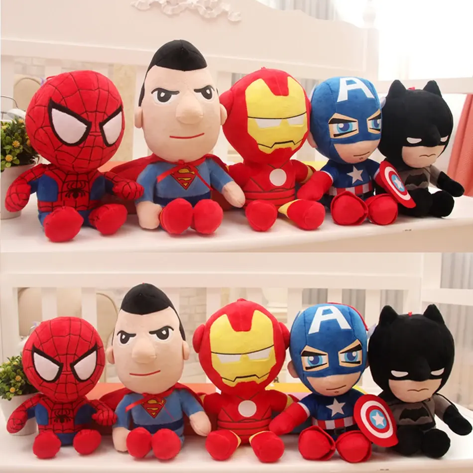 Bonecos de pelúcia de 27 cm para filmes Marvel Avengers, herói de pelúcia macio Capitão América, presente de Natal para crianças, homem-aranha de ferro