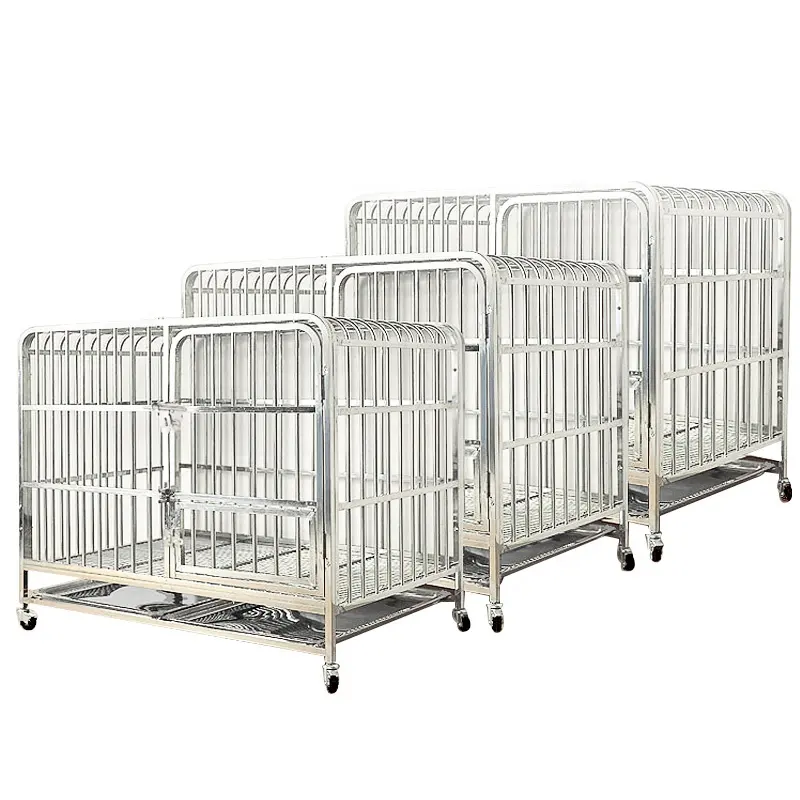 Grand niche pour chien d'intérieur et d'extérieur/cage en métal pour chien cage en aluminium argenté de haute qualité, porte-chien et maisons