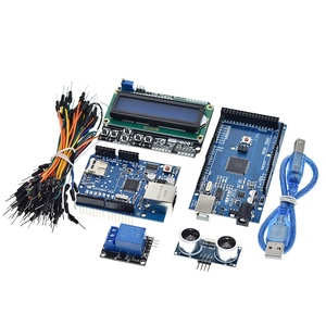 TZT Mega 2560 r3 per arduino kit + HC-SR04 + cavo breadboard + modulo relè + W5100 UNO shield + LCD 1602 schermo tastiera