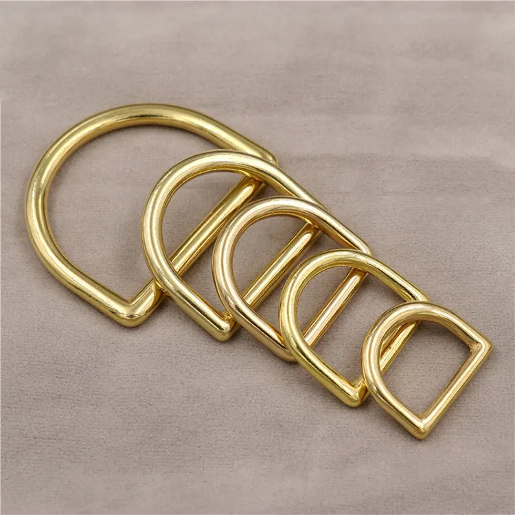 Wholesale metal Solid Brass D buckle 13mm 15mm 20mm 25mm 30mm 38mm 45mm 50mm brass D ring metal solid brass D ring