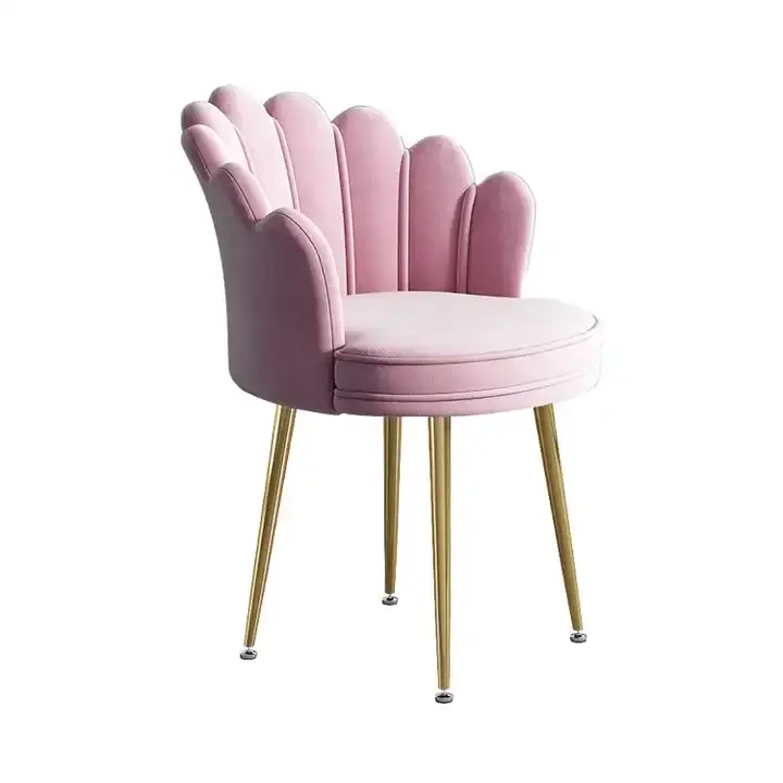 Silla de salón fábrica precio al por mayor restaurante cafetería muebles de sala de estar metal dorado terciopelo rosa Silla de ocio