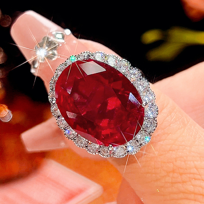 open size Platinum red corundum ring