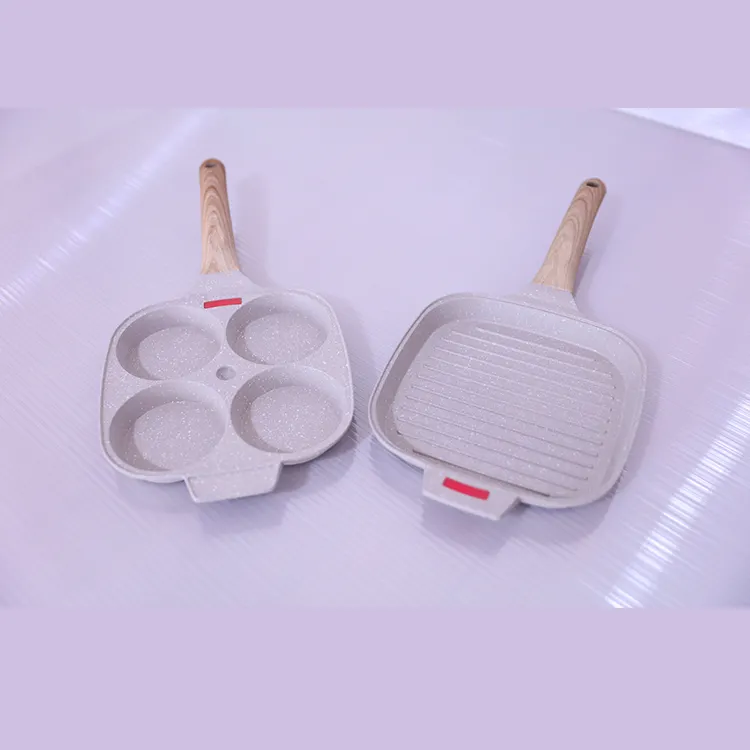 Aluminum Square Steak Fried Pan Nonstick Induction Household Frying Steak Pan With Glass Lid