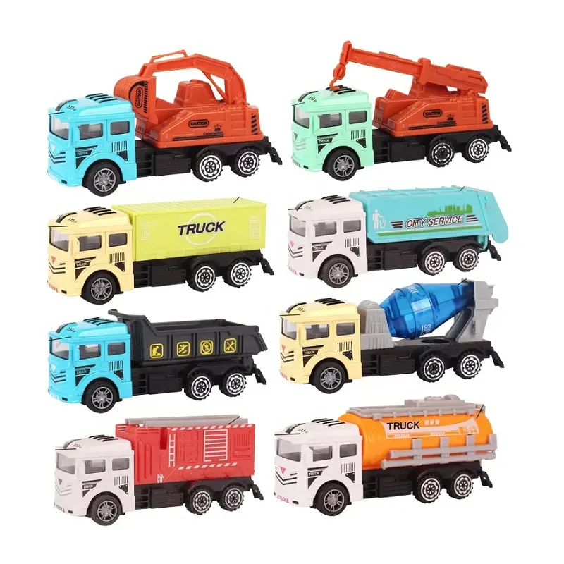 8 pcs diecast carro engenharia inércia deslizando crianças construção caminhão brinquedos diecast veículo liga carro para crianças