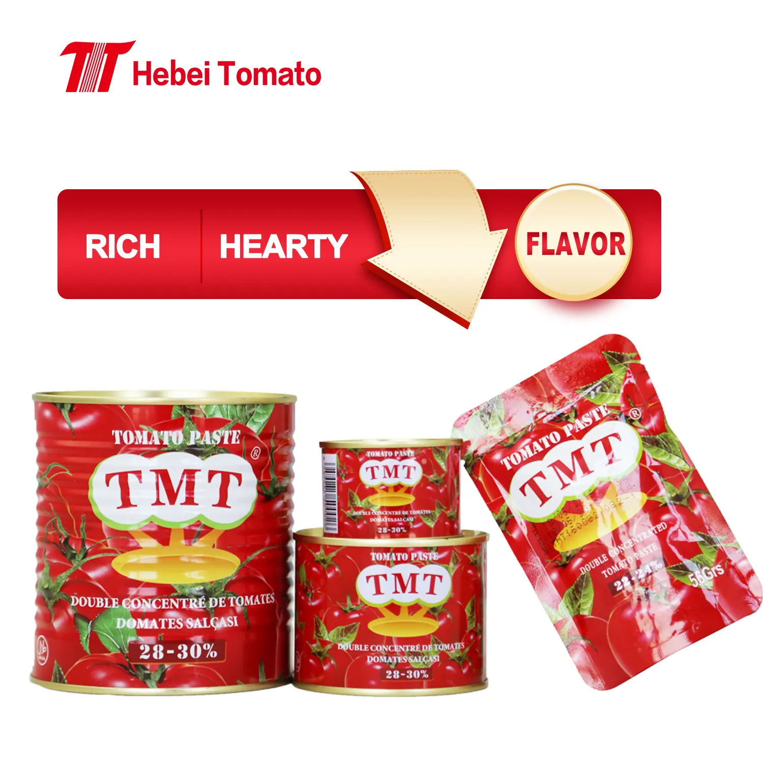 100% 800G Murni Pasta Tomat Konsentrat Ganda Produksi Pasta Tomat Warna Merah Super